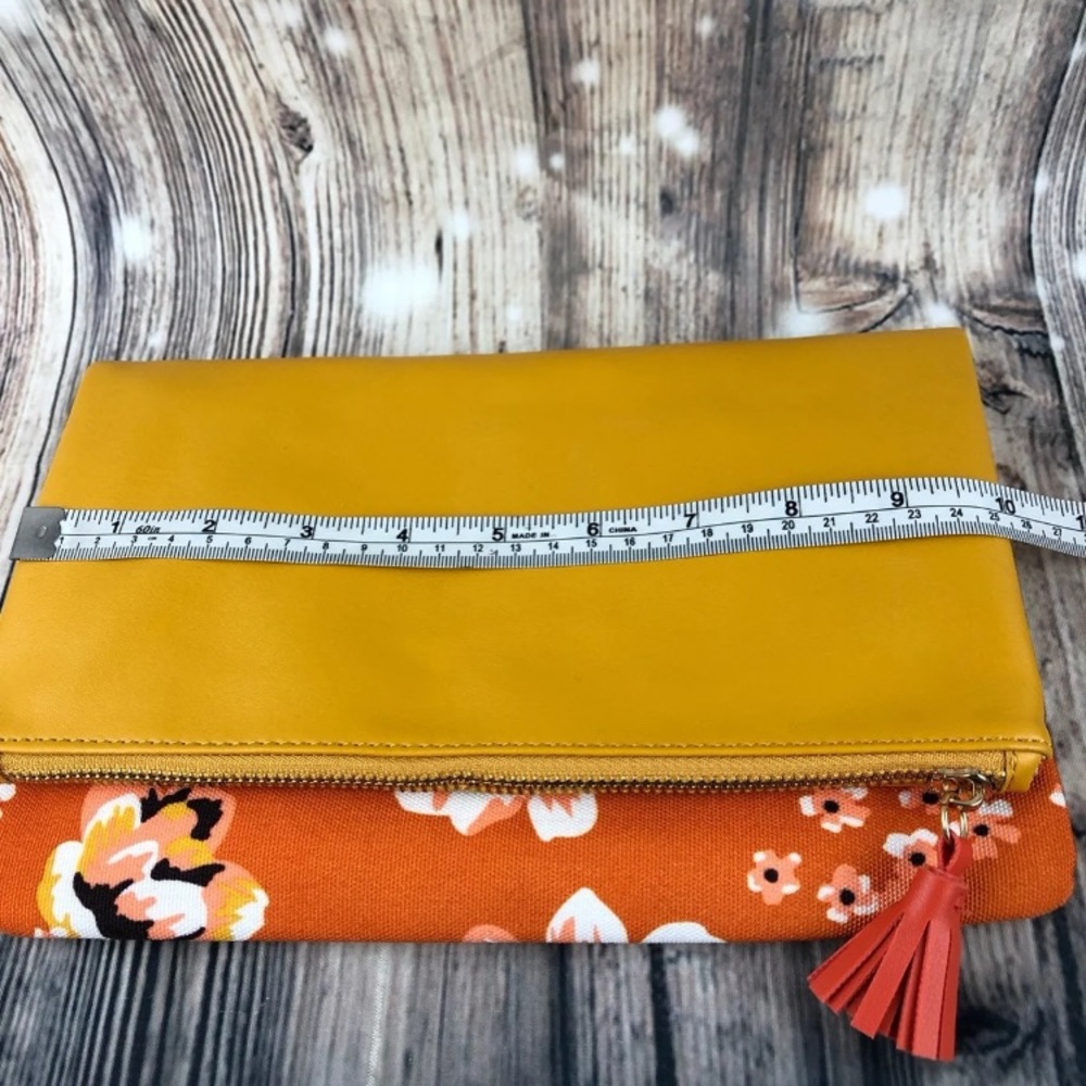 Mustard Yellow Reversible Floral Clutch - Picture 9 of 10